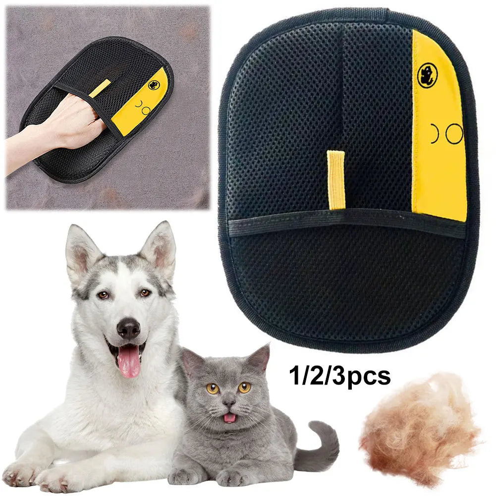 Pet Grooming Gloves Cats Hair Brush Pet Removal Gloves Dual Brush Efficient Cat Cleaning Tool Hair Stripping Cleaning Tool